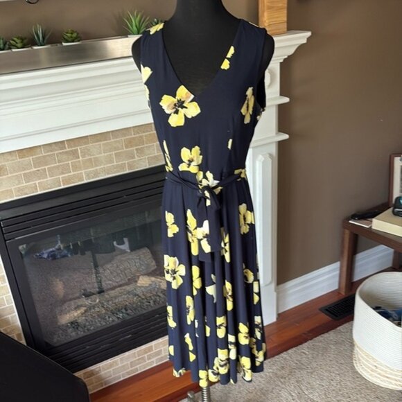 Tommy Hilfiger Floral Sleeveless Dress - Navy and Yellow size 4 - Picture 1 of 4